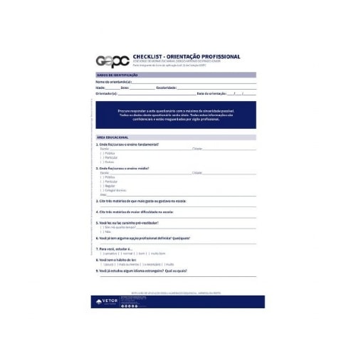 GOPC Checklist - Orientação Profissional | Wedja Psicologia GOPC Checklist - Orientação Profissional | Wedja Psicologia