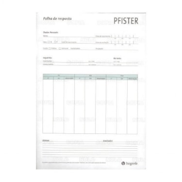 Pfister Bloco de respostas | Wedja Psicologia