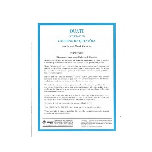 Quati Livro de Exercícios | Wedja Psicologia Quati Livro de Exercícios | Wedja Psicologia