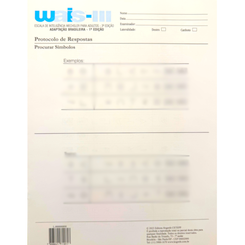 WAIS III - Protocolo procurar símbolos WAIS III - Protocolo procurar símbolos